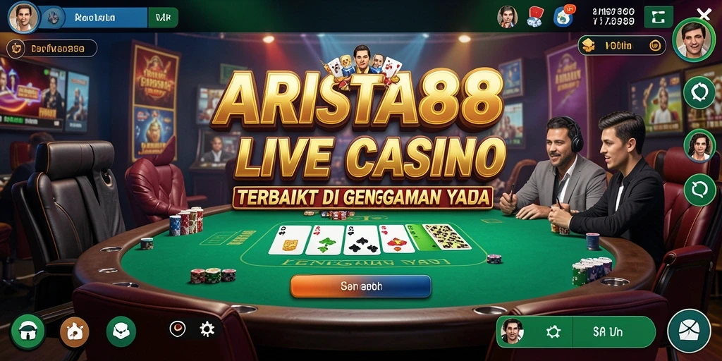 Screenshot utama ARISTA88 menunjukkan dealer live yang profesional dan gameplay yang mendebarkan.
