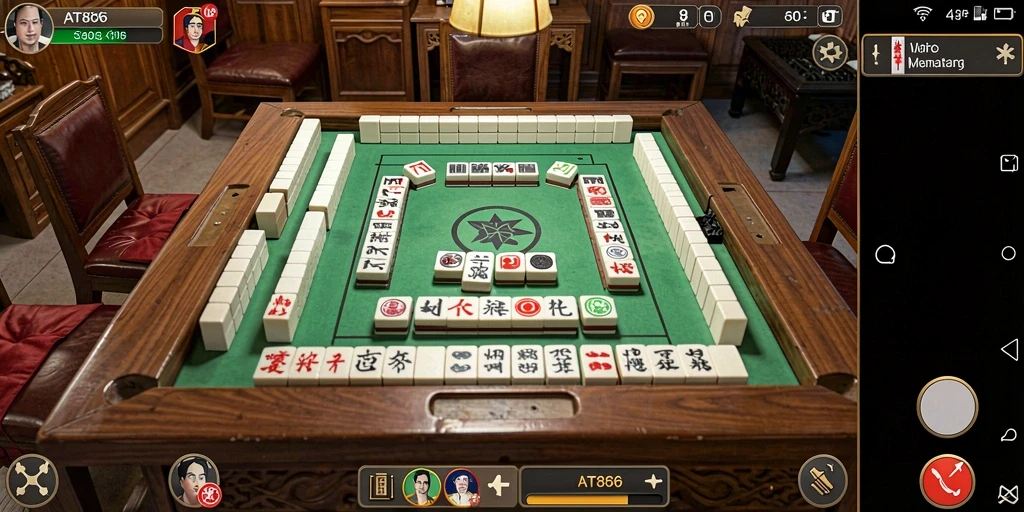 Menampilkan gameplay menarik dalam permainan Mahjong AT866.