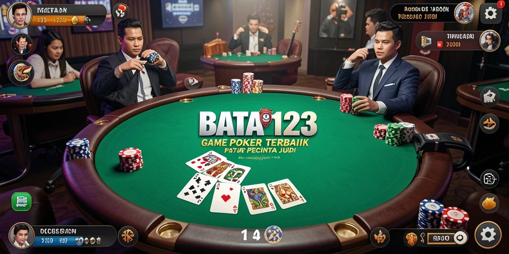 Screenshot BATA123 menunjukkan gameplay poker yang intens dan menarik.