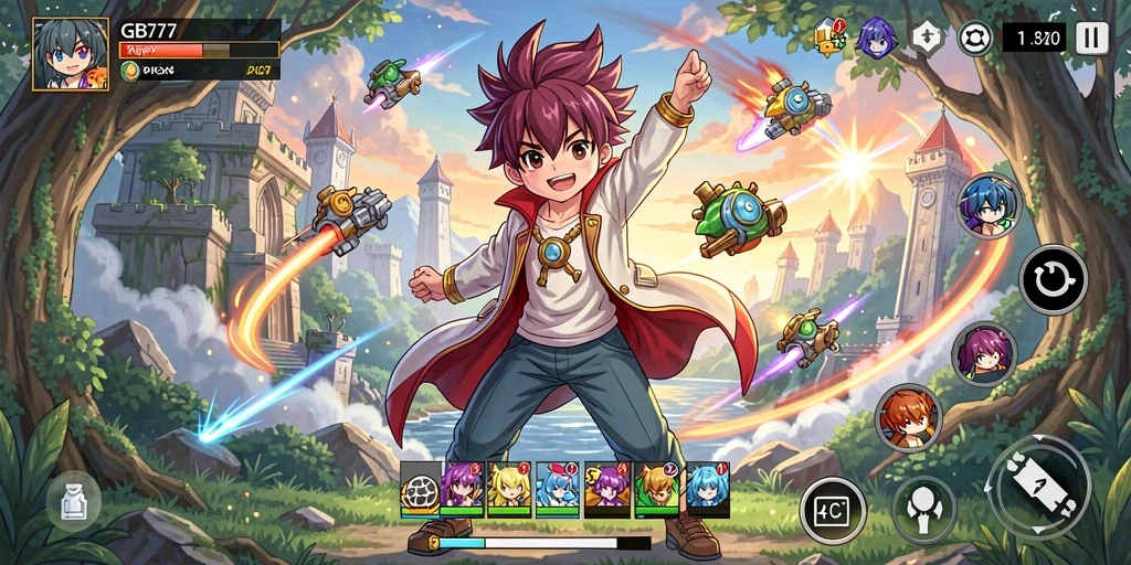 Tampilan gameplay <strong>GB777</strong> yang penuh aksi dan karakter Anime.