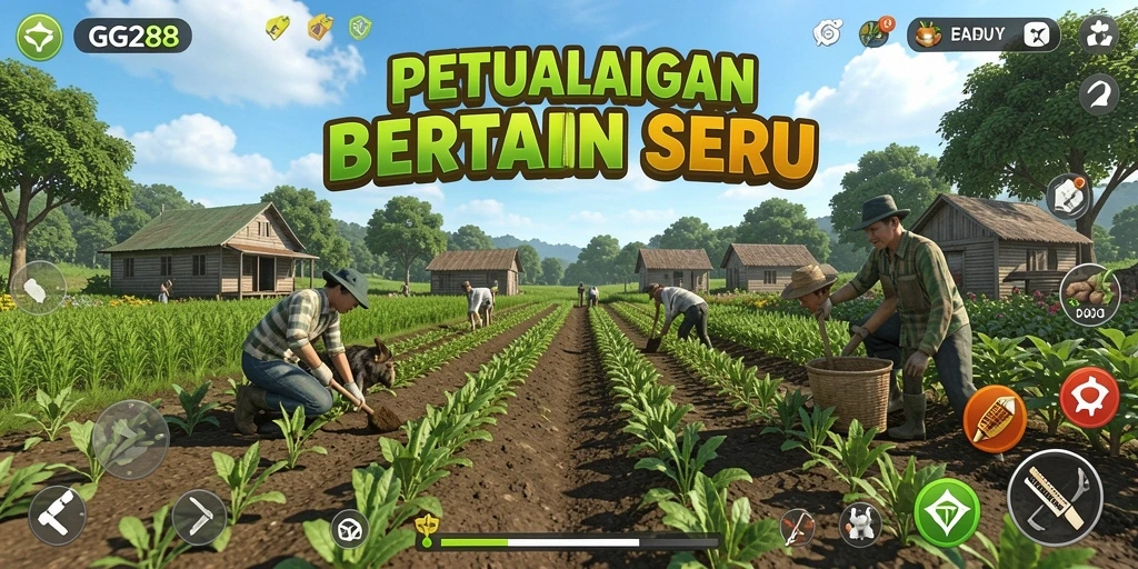 Tampilan gameplay GG288 yang seru dan menyenangkan saat bertani.