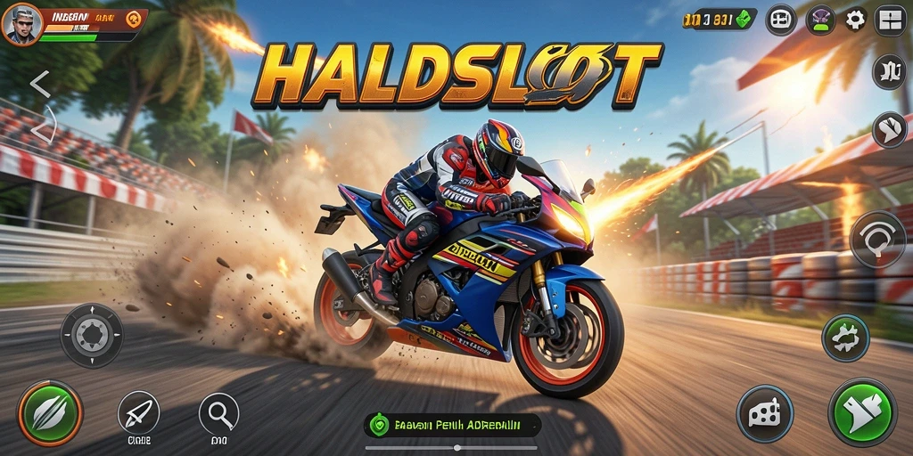 Tampilan menarik dari gameplay balapan motor di INDSLOT.