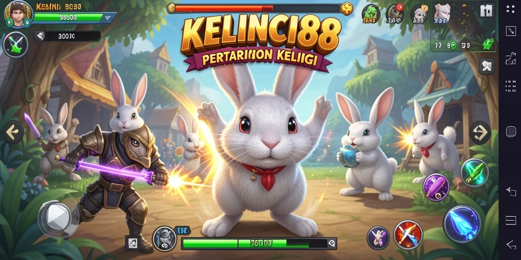 Screenshot KELINCI88 menampilkan aksi pertarungan kelinci yang dinamis.