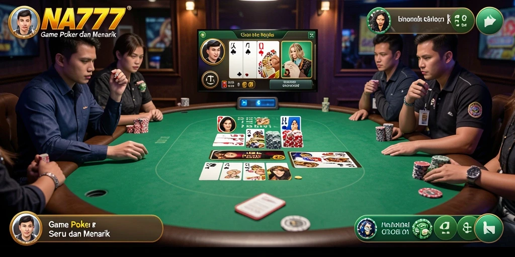Screenshot gameplay NA777 menampilkan suasana permainan poker yang seru.
