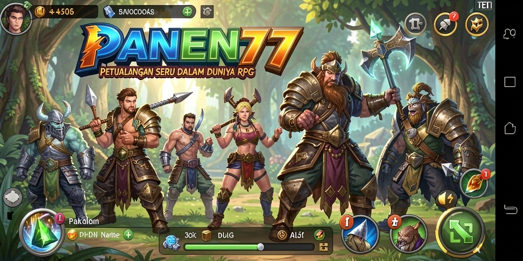Tangkapan layar gameplay PANEN77 yang menampilkan pertarungan epik RPG.