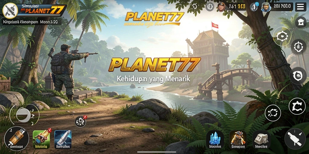 Tampilan gameplay <strong>PLANET77</strong> yang menunjukkan interaksi antar karakter dalam simulasi.