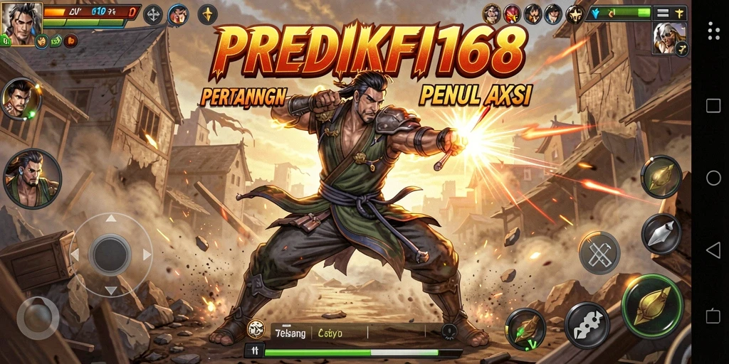 Tampilan gameplay PREDIKSI168 yang mendebarkan dengan aksi pertarungan.