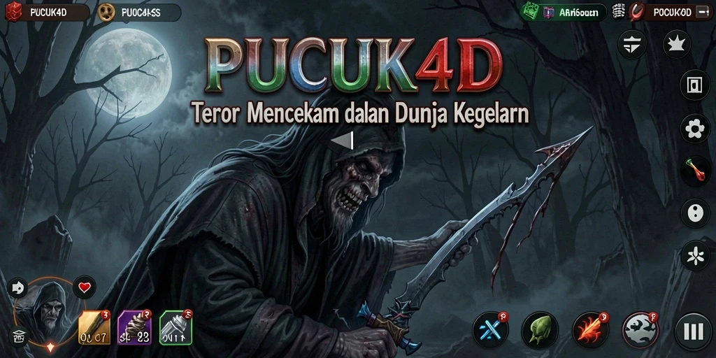 Screenshot gameplay yang menampilkan momen mencekam dalam PUCUK4D.