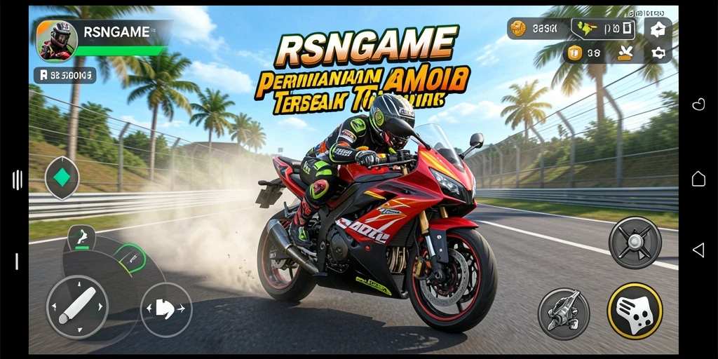Screenshot RSNGAME menunjukkan aksi balap motor yang penuh adrenalin.