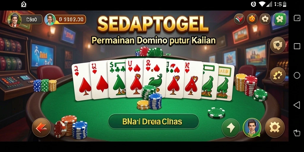Tampilan gameplay SEDAPTOGEL dengan serunya permainan Domino.
