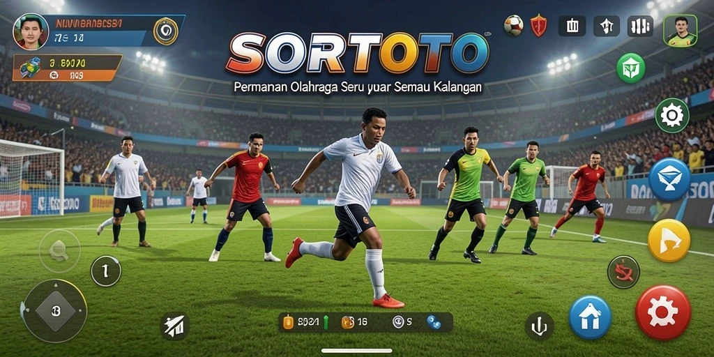 Gambar gameplay SORTOTO yang menampilkan berbagai aktivitas olahraga.
