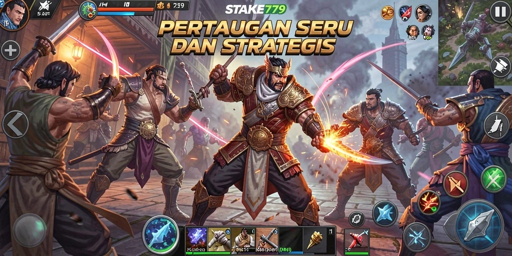 Tampilan seru dari gameplay STAKE779 dengan karakter bertarung.