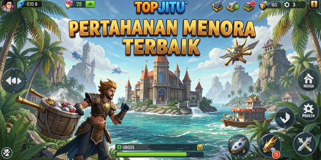Tangkapan layar menampilkan gameplay seru di TOPJITU Tower Defense.