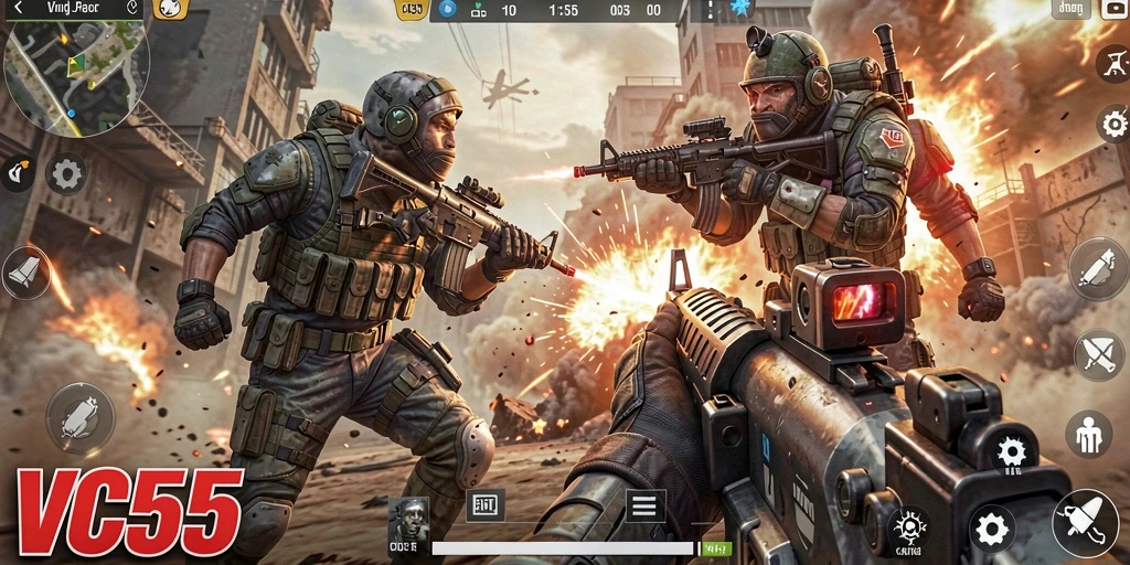 Pengalaman gameplay mendebarkan dalam game FPS VC55.